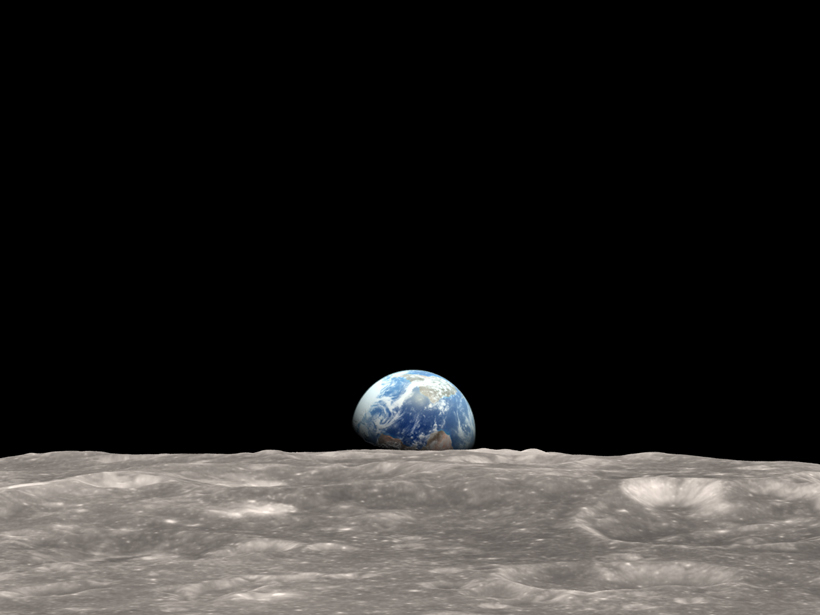 Re-creation of one of the “Earthrise” images taken 24 December 1968 by Apollo 8 astronauts.
